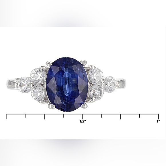 Exquisite Blue Kyanite & White Zircon Ring in Sterling Silver Size 8! 💙 - Picture 7 of 7